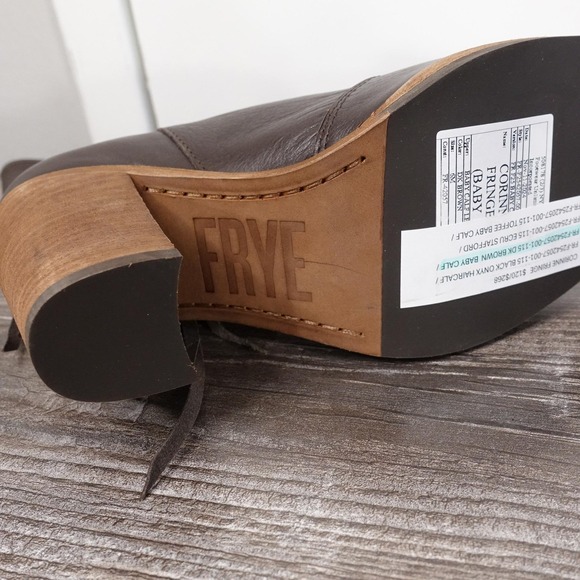 New! Frye Corinne Fringe Baby Calf Boots Womens Size 6 Brown Mid-Calf Western - Picture 9 of 11